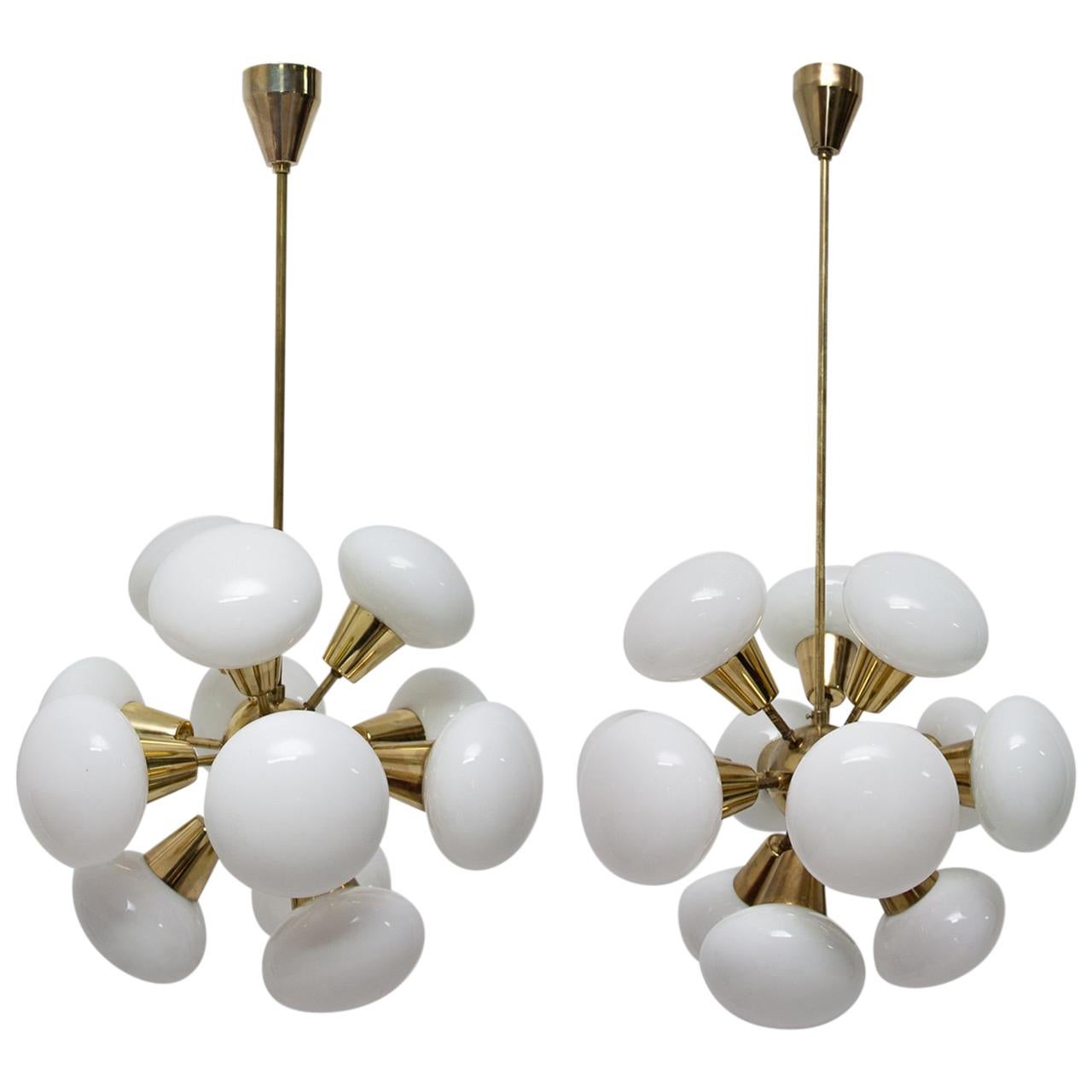 Pair of Vintage Sputnik Chandeliers for Kamenicky Šenov, 1970s