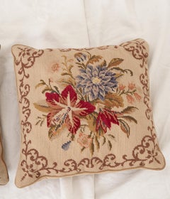 Pair of Vintage Square Needlepoint Pillows