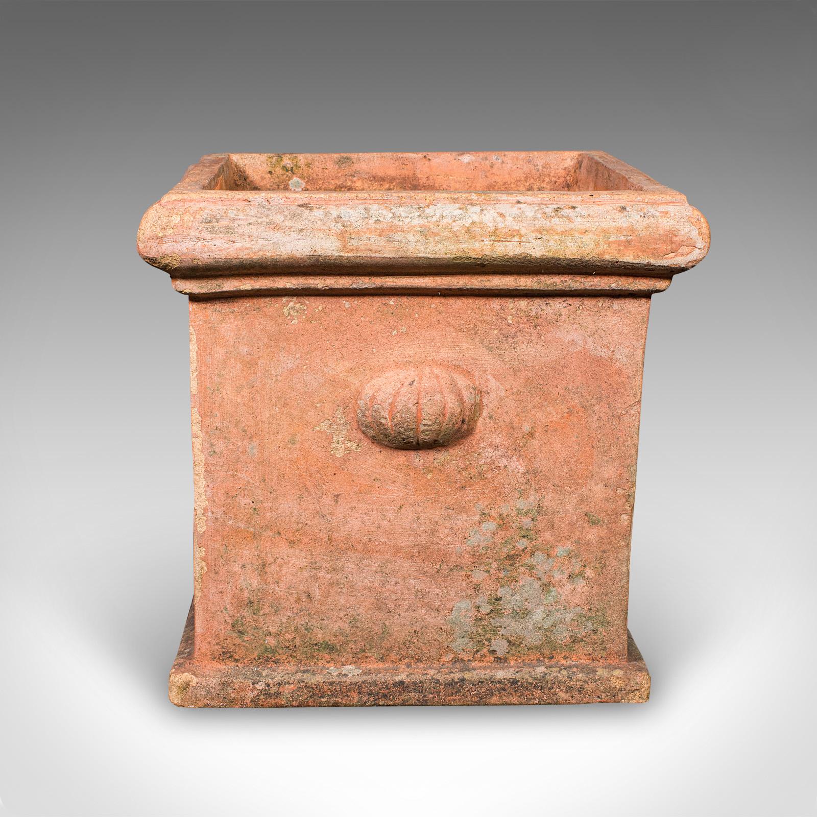 Pair of Vintage Square Planters, English, Terracotta, Patio Topiary Jardinieres For Sale 4