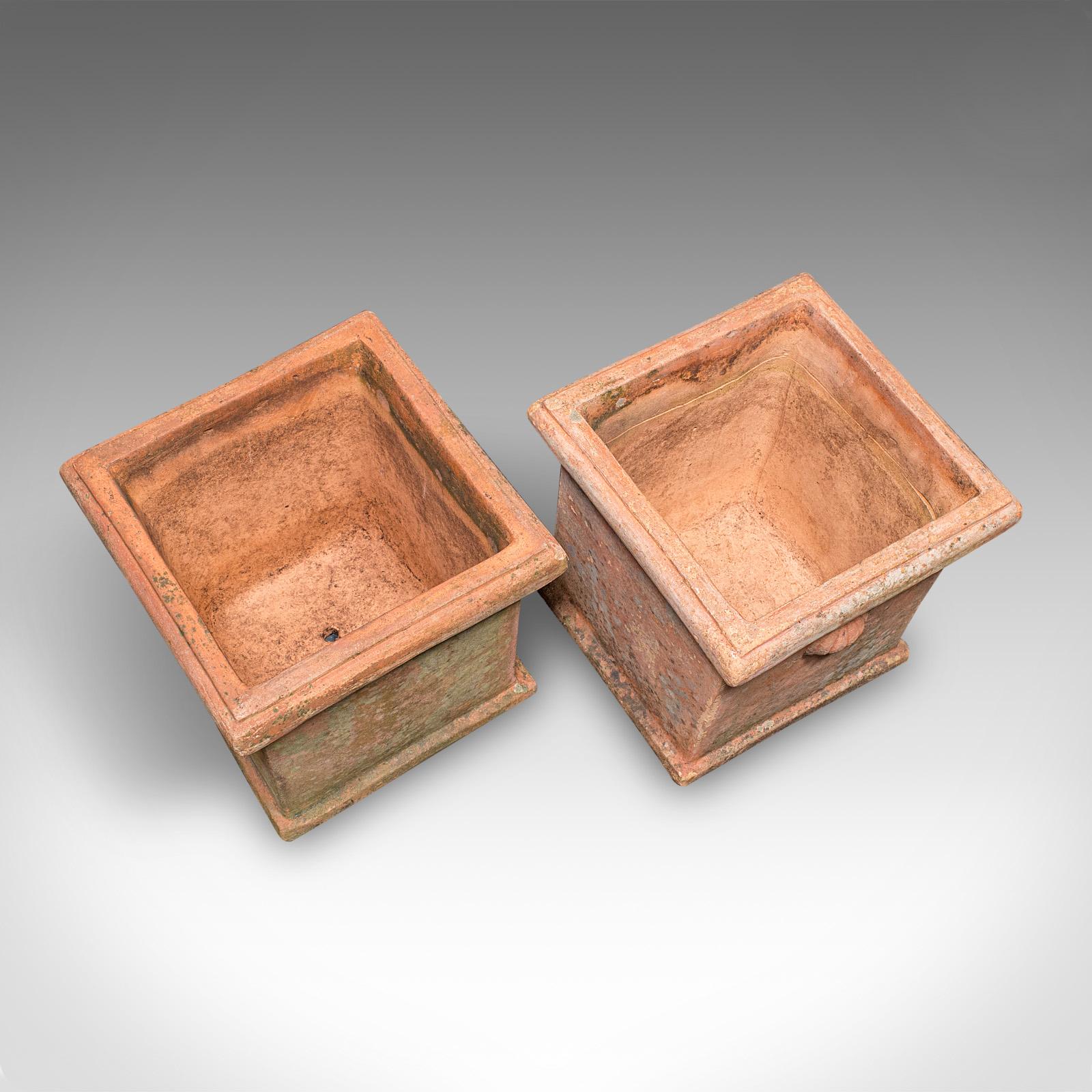 Pair of Vintage Square Planters, English, Terracotta, Patio Topiary Jardinieres For Sale 6