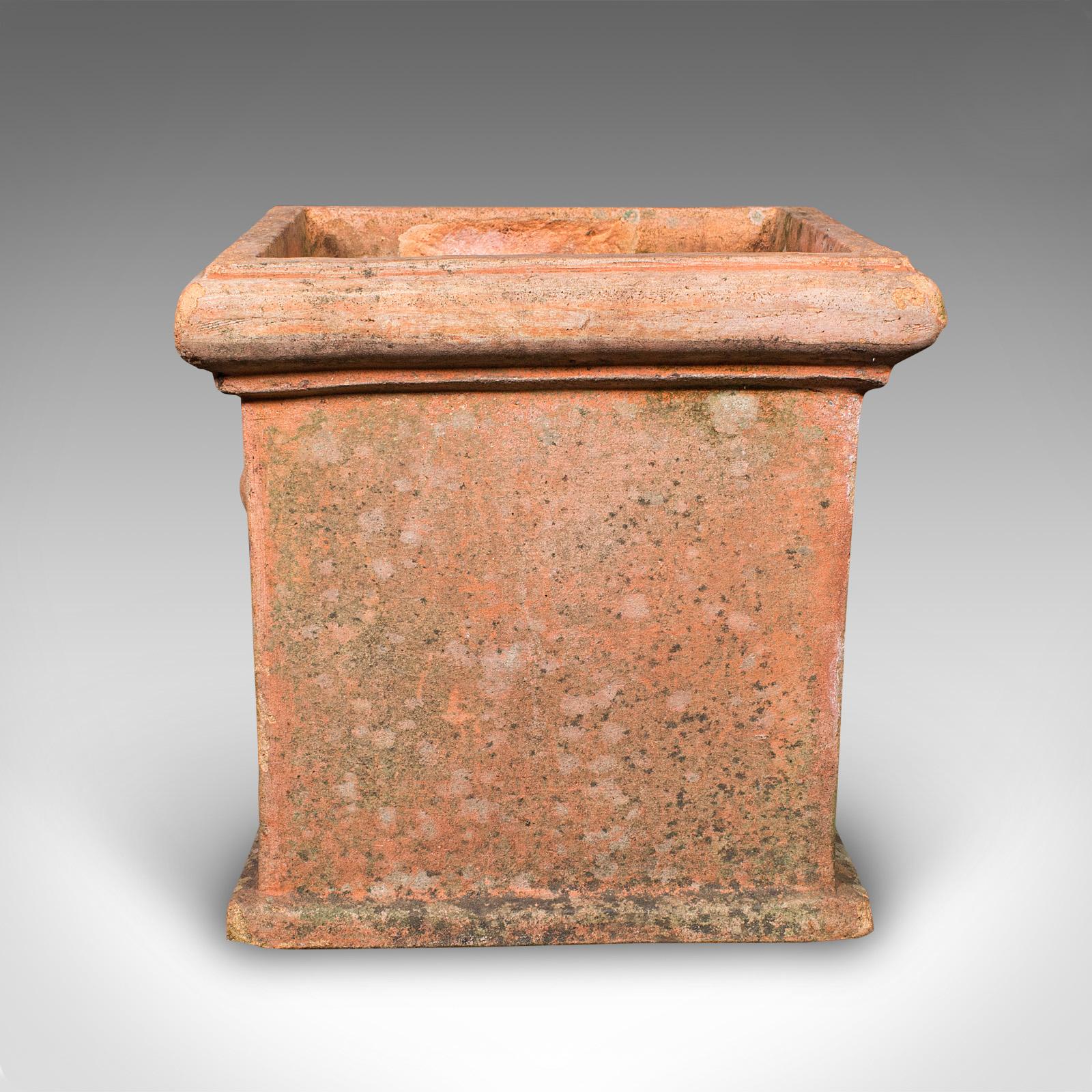 Pair of Vintage Square Planters, English, Terracotta, Patio Topiary Jardinieres For Sale 3