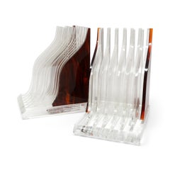 Pair of Vintage Stacked Tortoiseshell Lucite Bookends