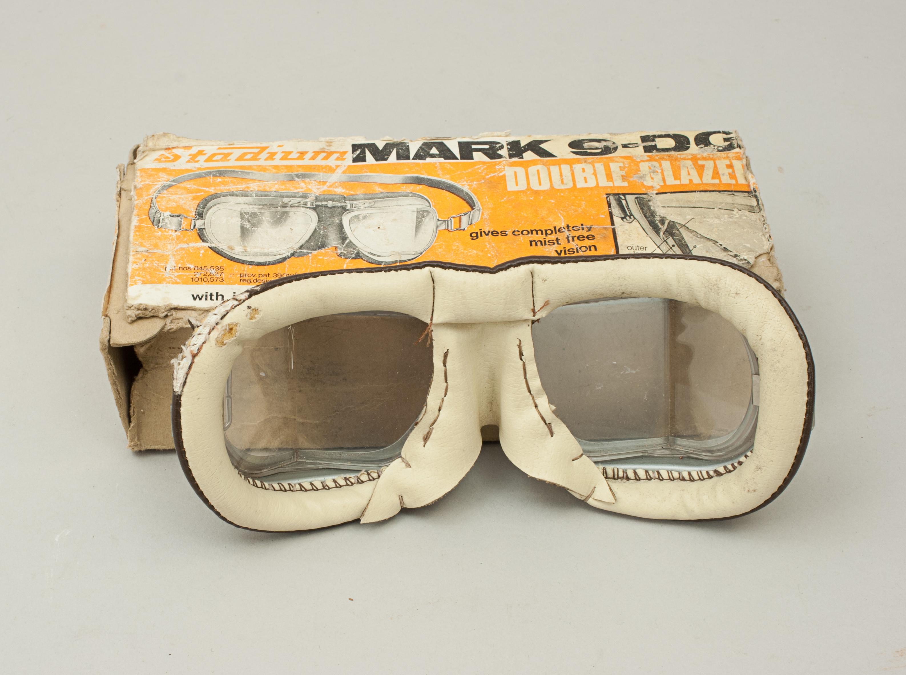 Pair of Vintage Stadium Motoring Goggles in Original Box 2