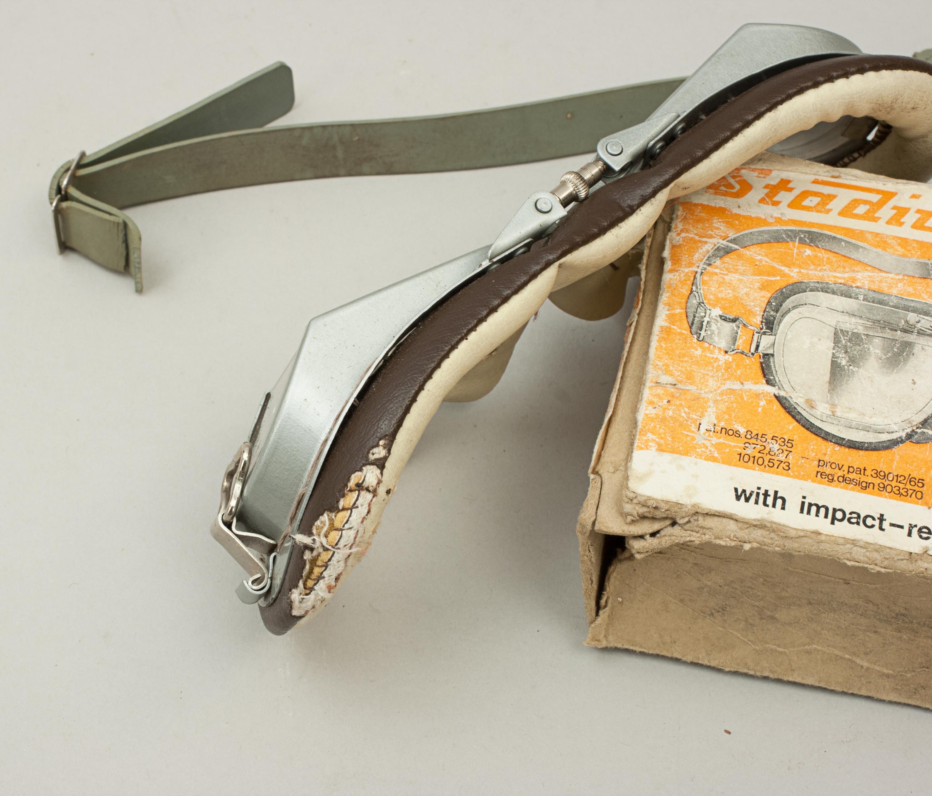 Pair of Vintage Stadium Motoring Goggles in Original Box 2