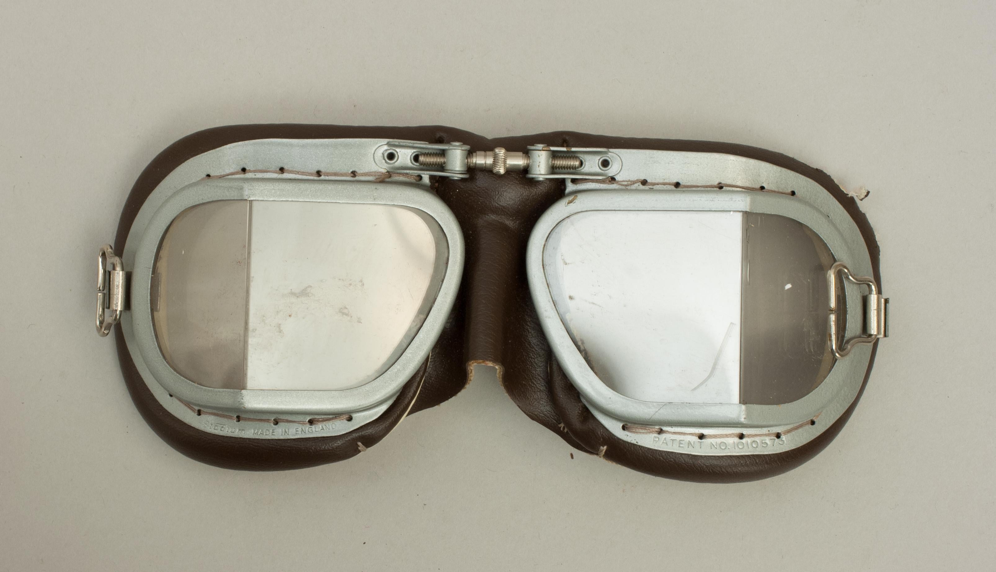British Pair of Vintage Stadium Motoring Goggles in Original Box