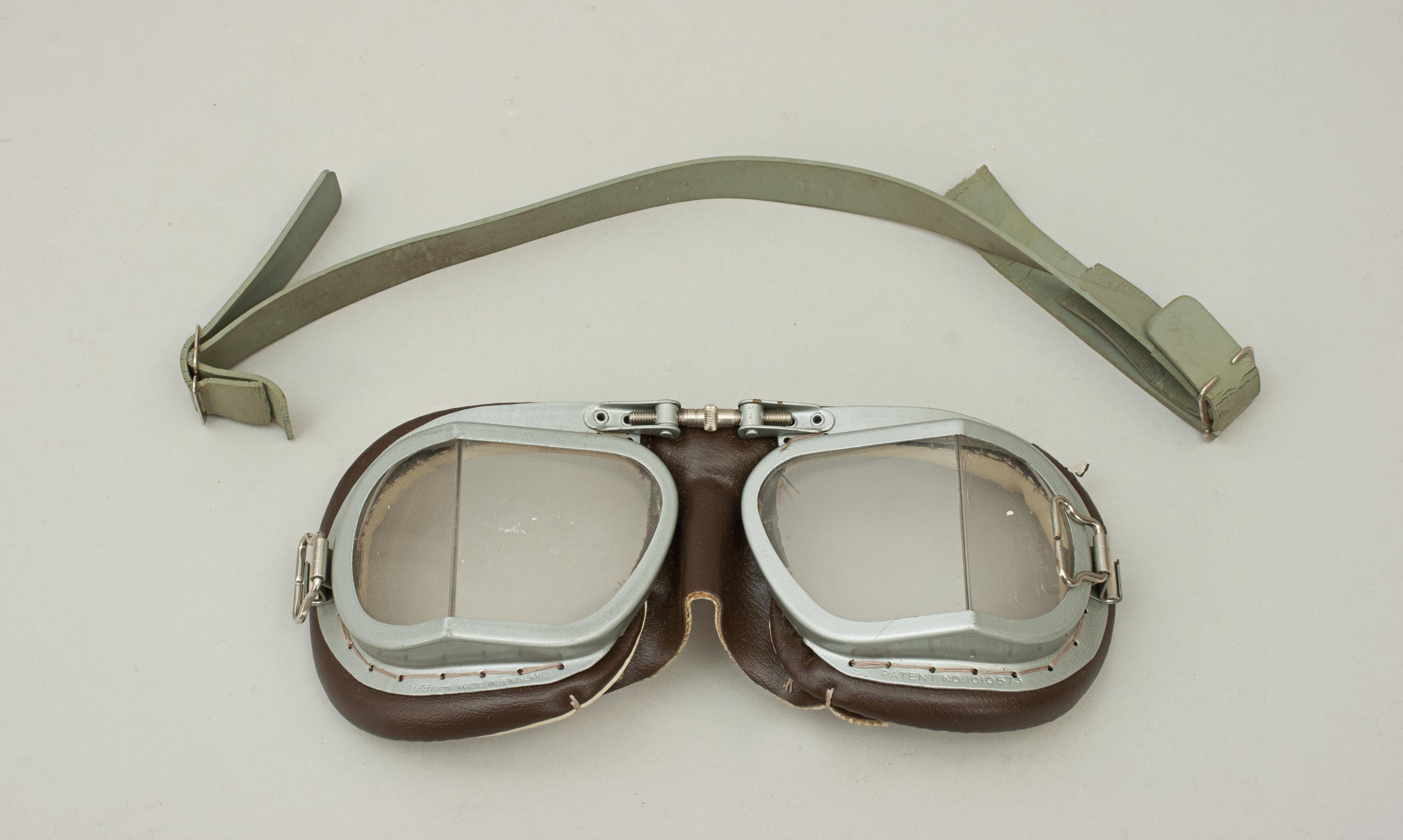 British Pair of Vintage Stadium Motoring Goggles in Original Box