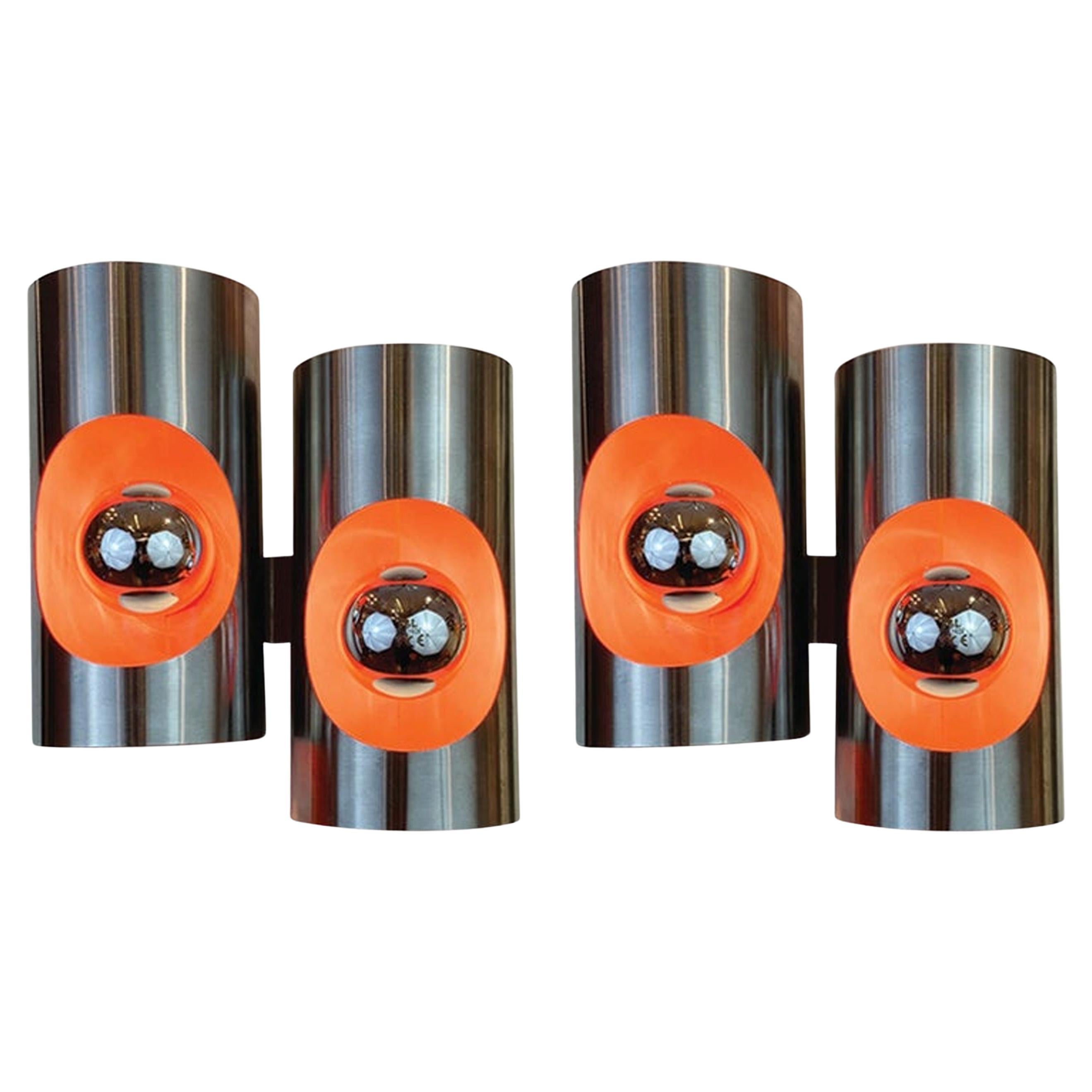 Pair of Vintage Stainless Steel Sconces, circa 1970