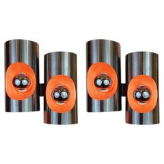 Pair of Vintage Stainless Steel Sconces, circa 1970