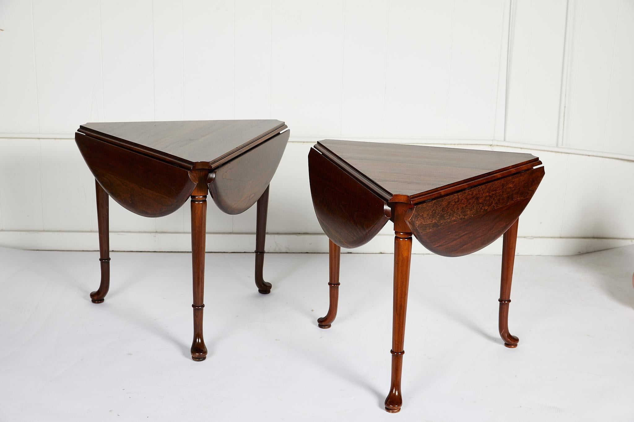 Pair of Vintage Statton Drop Leaf Tea Tables of Solid Cherry 4