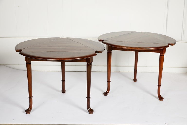 Queen Anne Pair of Vintage Statton Drop Leaf Tea Tables of Solid Cherry For Sale
