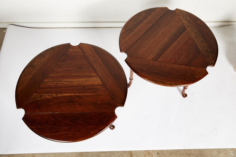 American Pair of Vintage Statton Drop Leaf Tea Tables of Solid Cherry For Sale