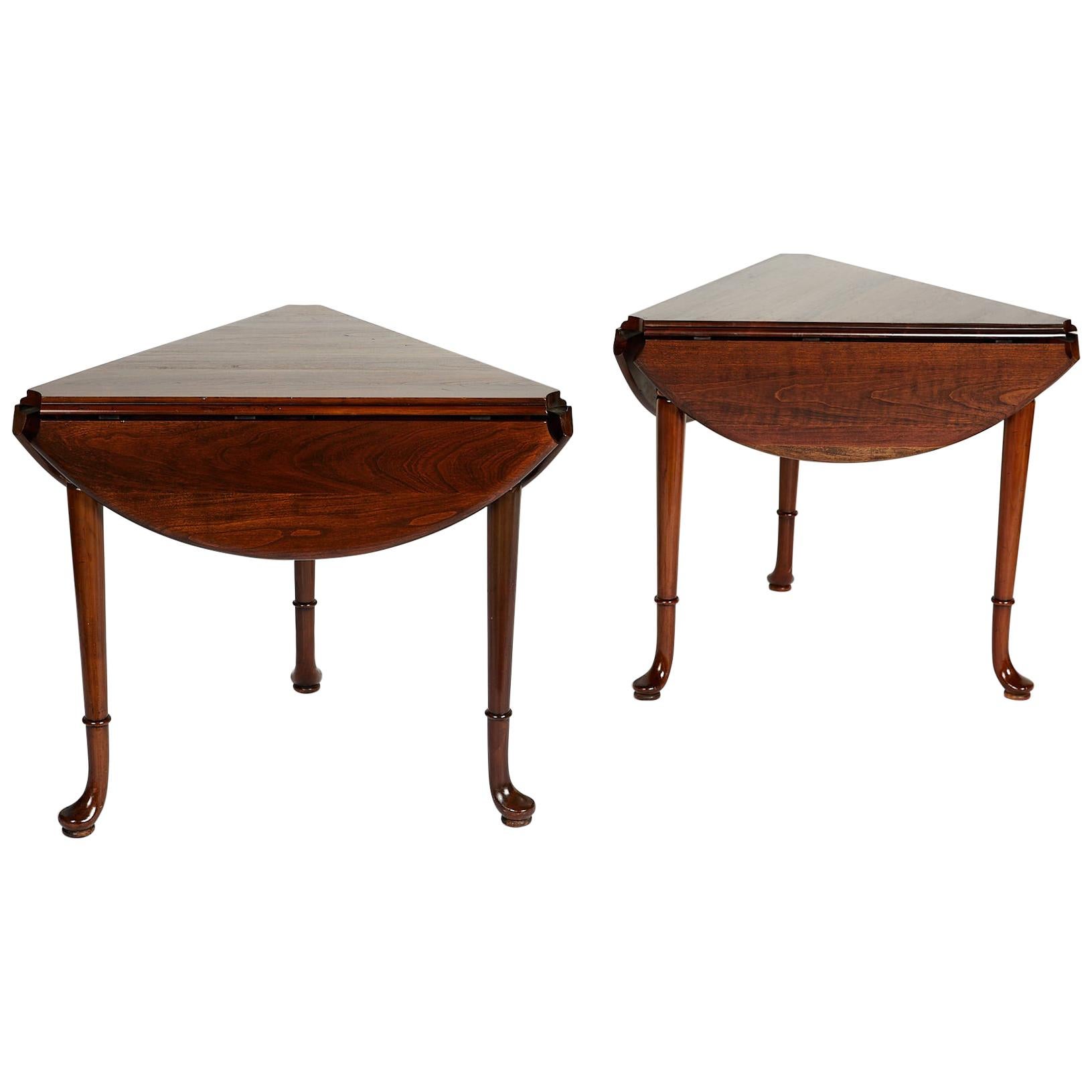 Pair of Vintage Statton Drop Leaf Tea Tables of Solid Cherry