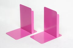 Pair of Vintage Steel Library Bookend Refinished in Pink
