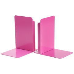 Pair of Vintage Steel Library Bookend Refinished in Pink