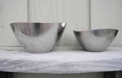 Pair of Vintage Stelton Stainless Steel Modern Design Sculptural Bowls, Denmark