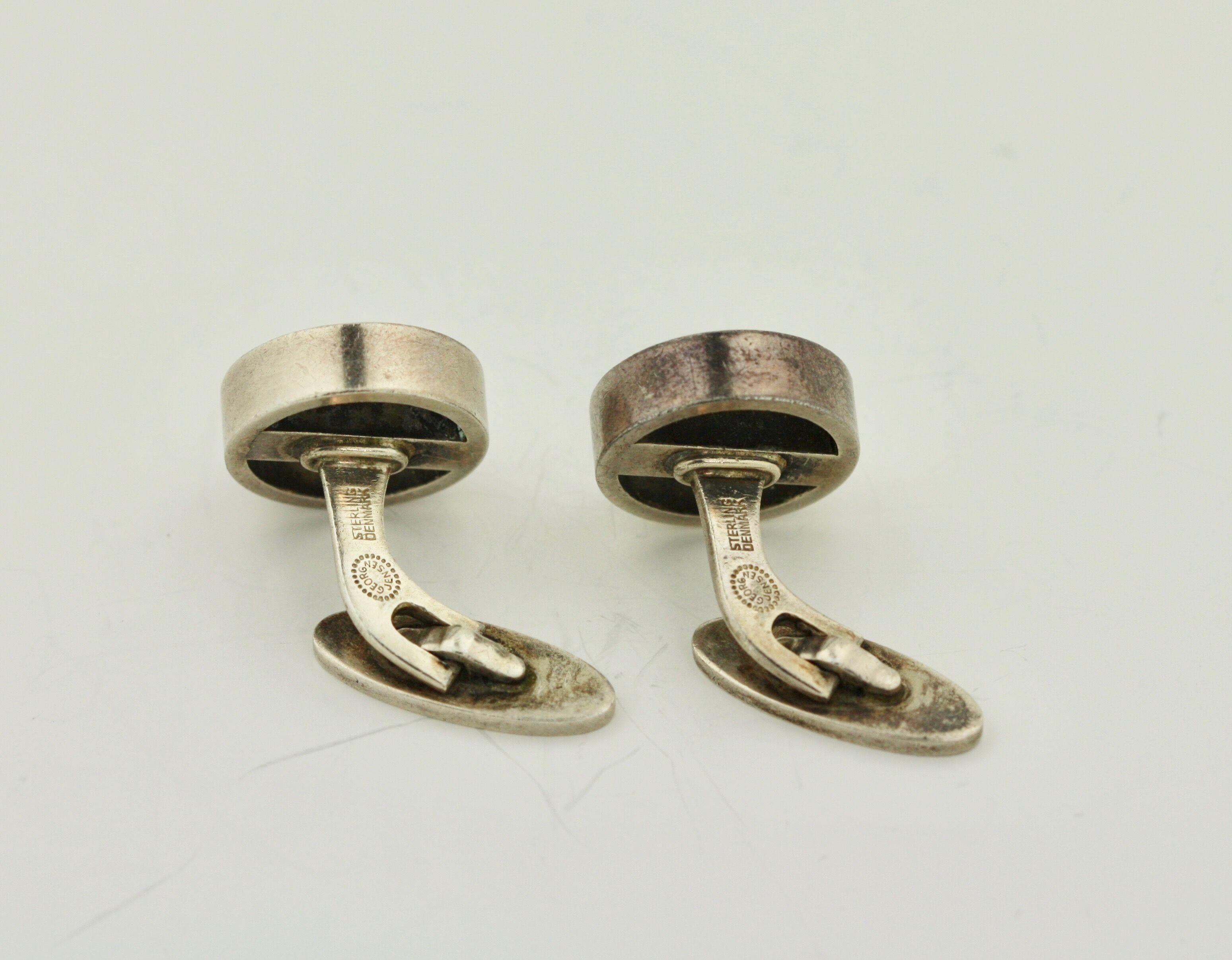 Pair of Vintage Sterling Silver Cufflinks, Georg Jensen In Good Condition For Sale In Palm Beach, FL