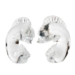 Pair of Vintage Steuben Blown Glass Dolphins