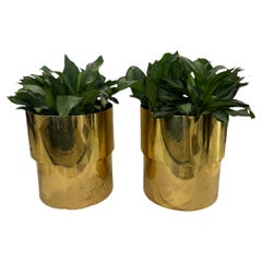 Pair of Retro Steve Chase Large Brass Planters