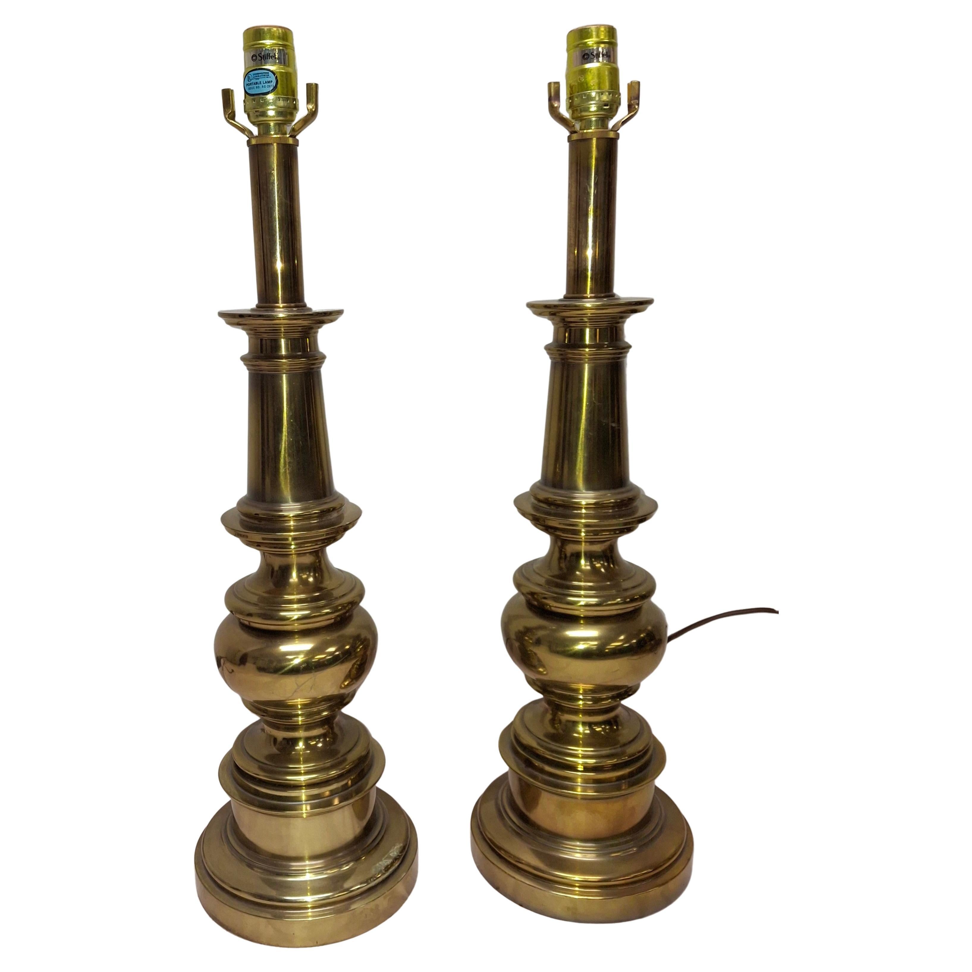 Paire de lampes de table vintage en laiton Stiffel