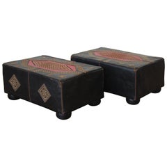 Pair of Vintage Stitched Moroccan Stools, 1940s-50s.