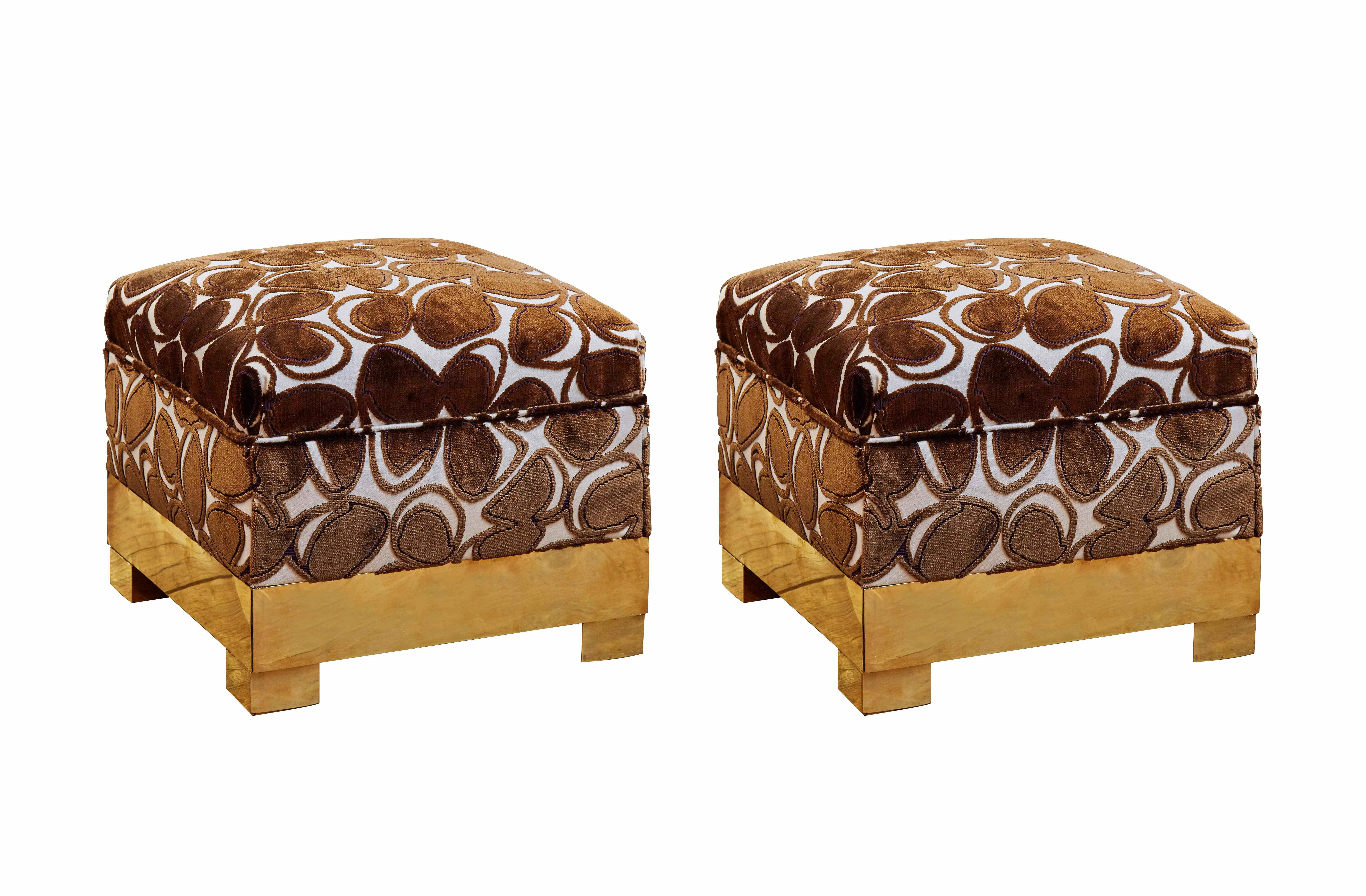 Pair of Vintage Stools With Gucci Fabric For Sale