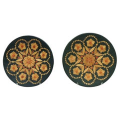 Pair of Vintage Straw Marquetry Wall Deco Plates