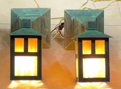 Pair of Vintage-Style Arts & Crafts Mission Wall Lanterns / sconces