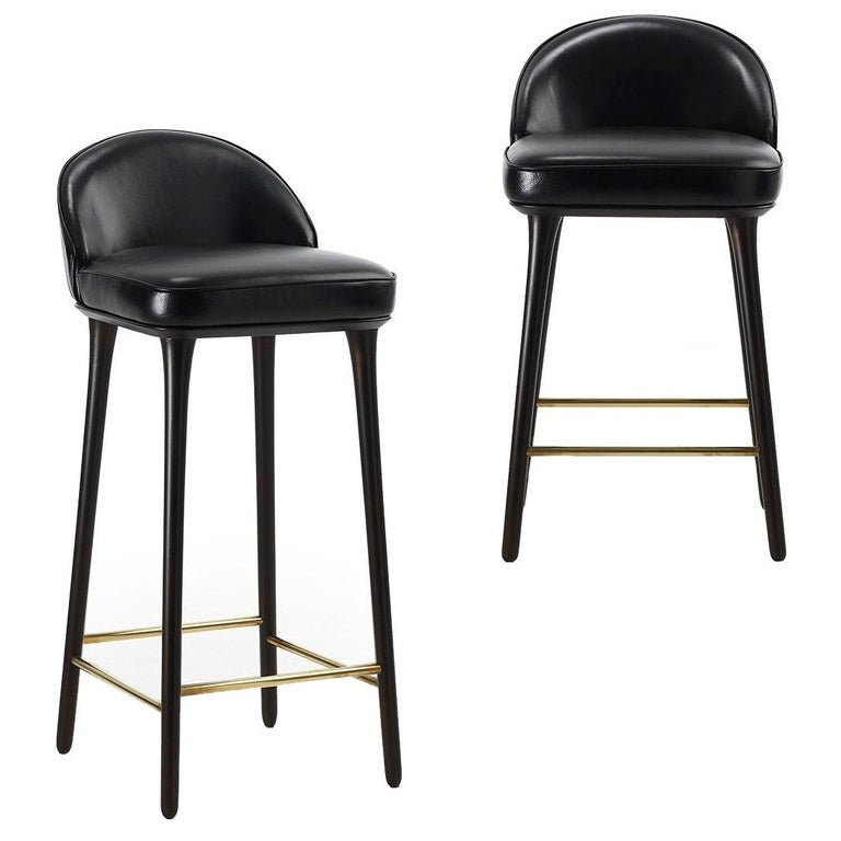 Pair of 2 Vintage Style Bar Stools Tailor Made in Italy For Sale at 1stdibs