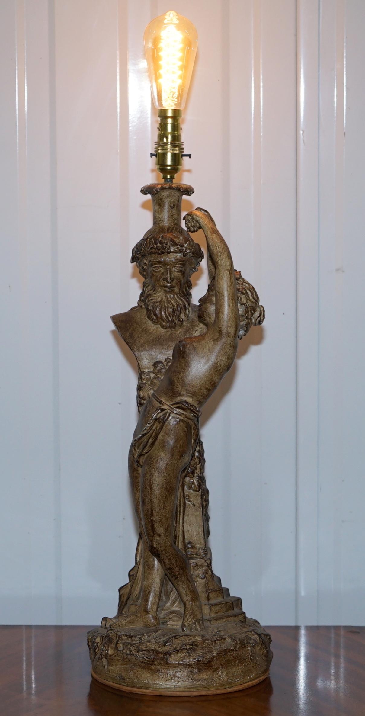 Pair of Vintage Style Maiden Seducing Zeus Statue Table Lamps Nicely Decorative 6
