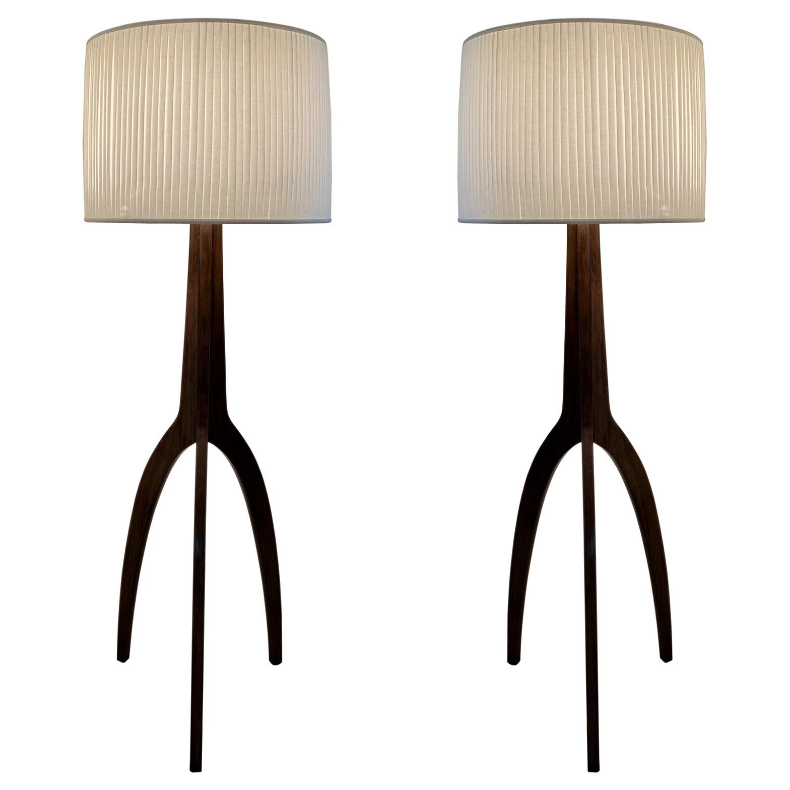 Pair of Vintage Style Tripod Floor Lamps