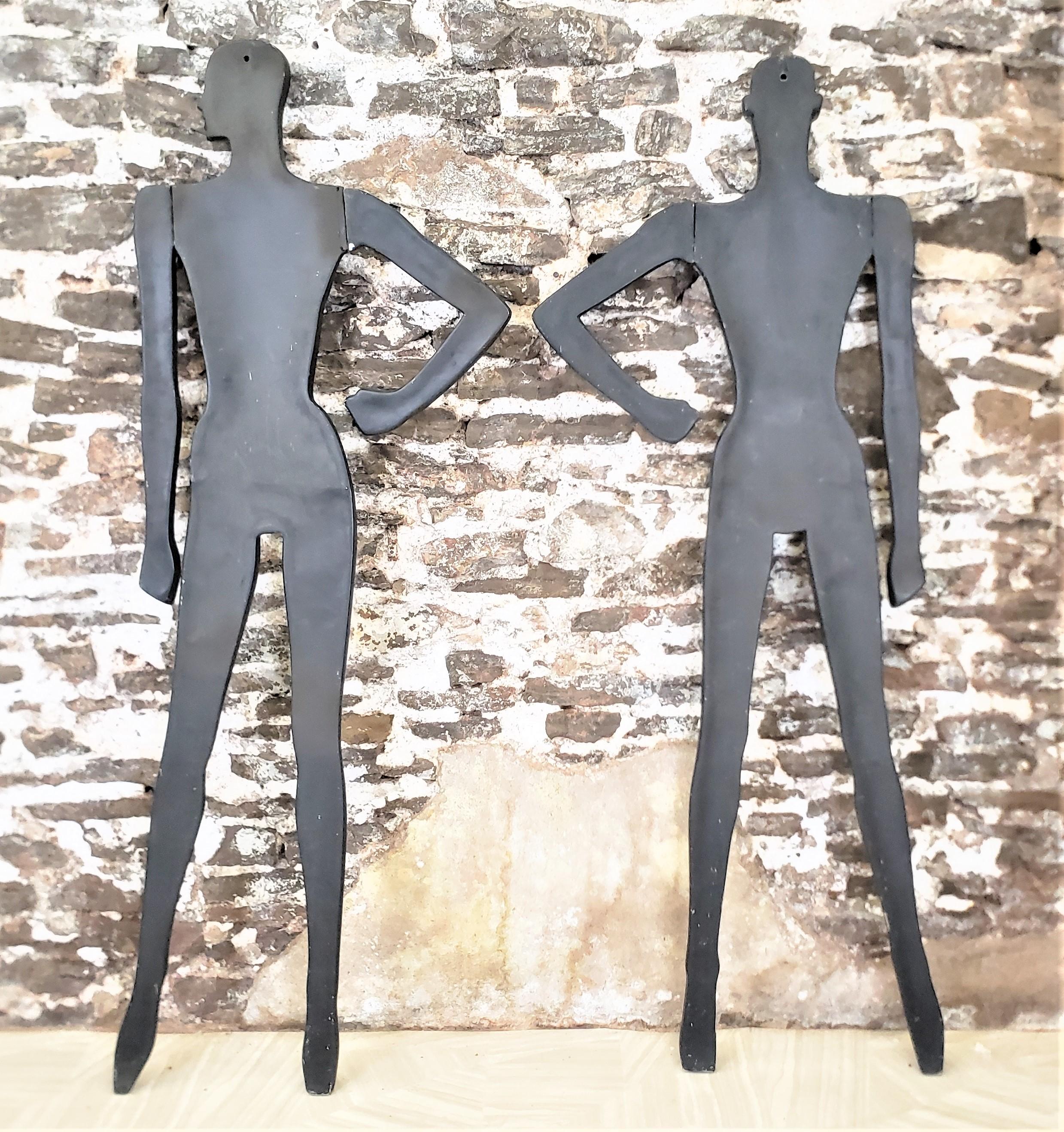 Molded Pair of Vintage Stylized Nude Female Wall Mounted Sculptures or Manequins For Sale