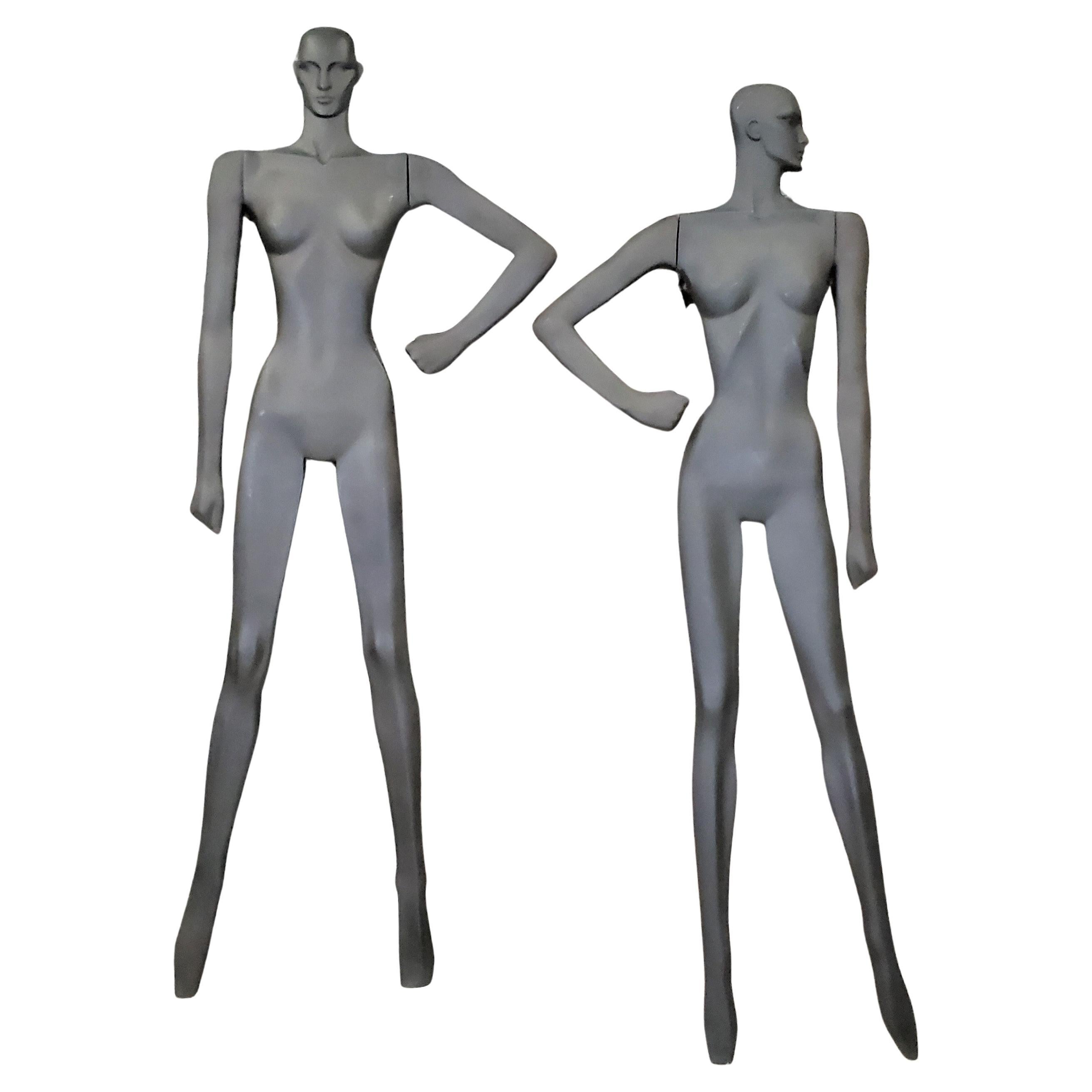 Pair of Vintage Stylized Nude Female Wall Mounted Sculptures or Manequins For Sale