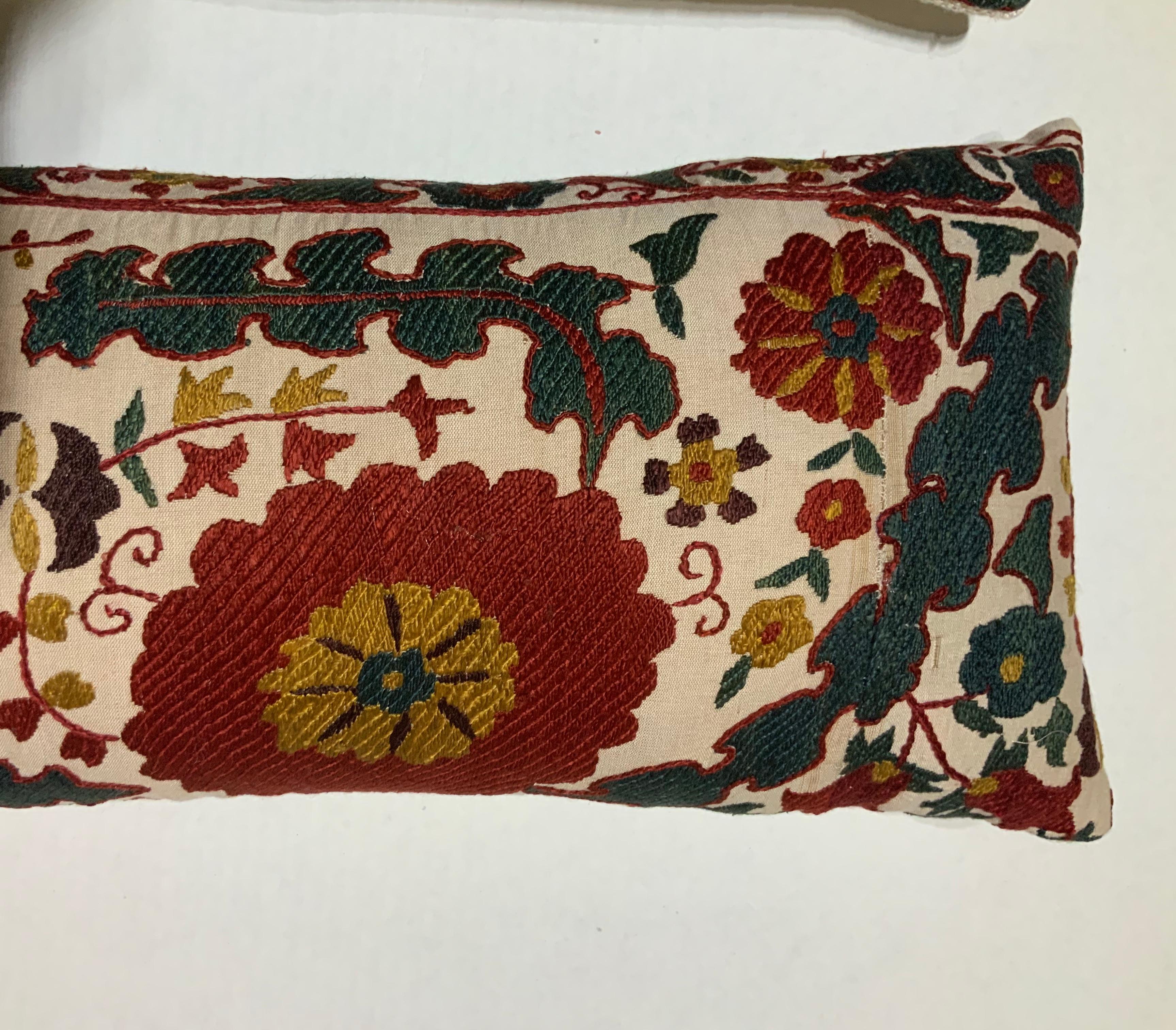 Cotton Pair of Vintage Suzani Pillows