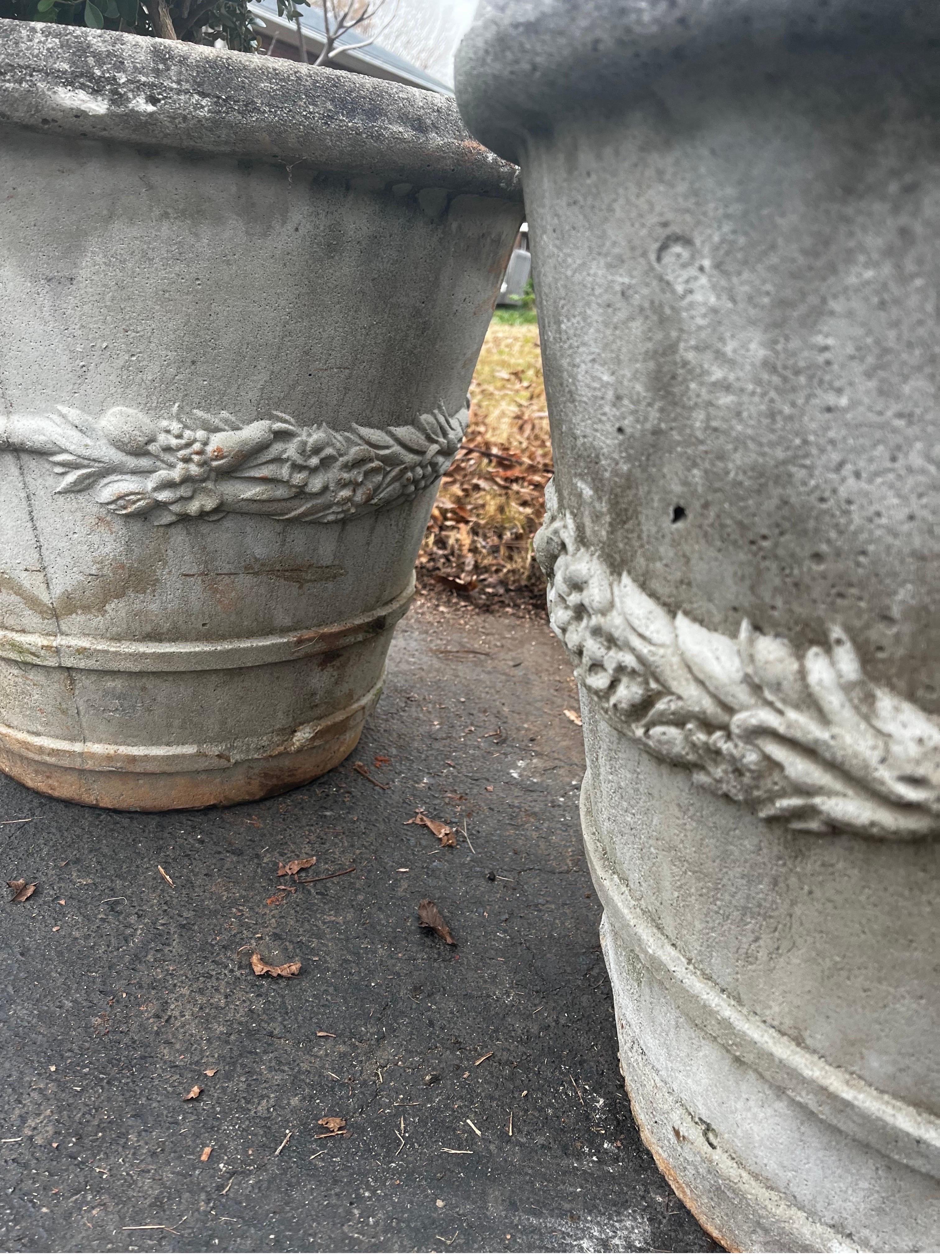 vintage concrete flower pots