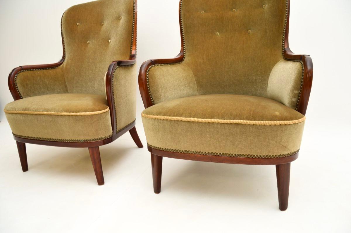 Milieu du XXe siècle Paire de fauteuils suédois vintage par Carl Malmsten en vente