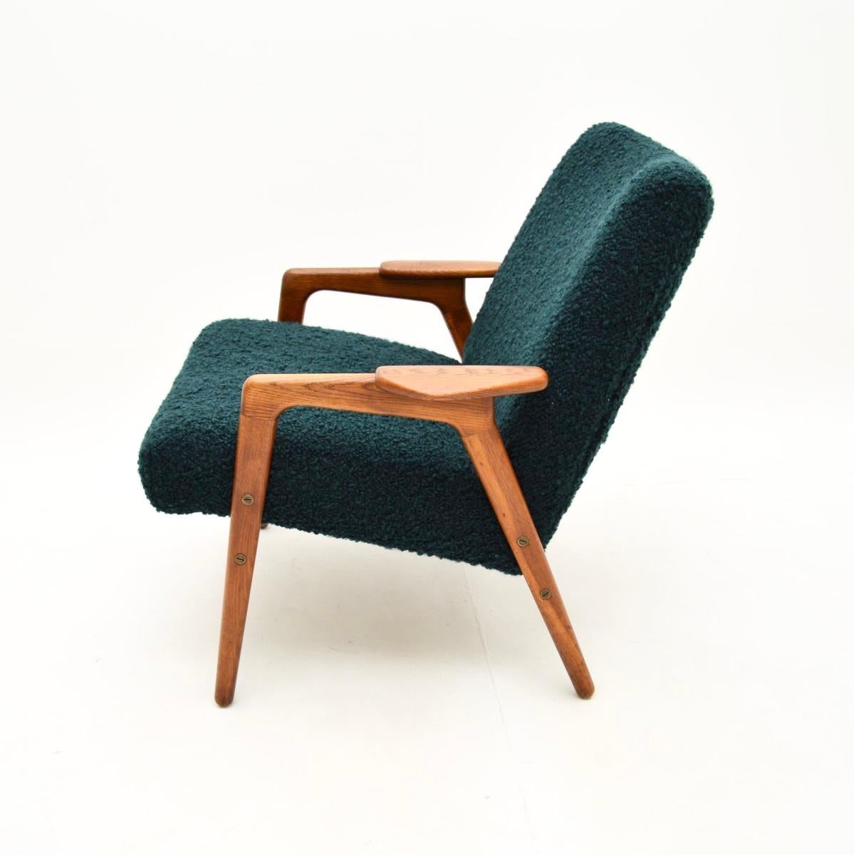 Bouclé Pair of Vintage Swedish Armchairs by Yngve Ekstrom