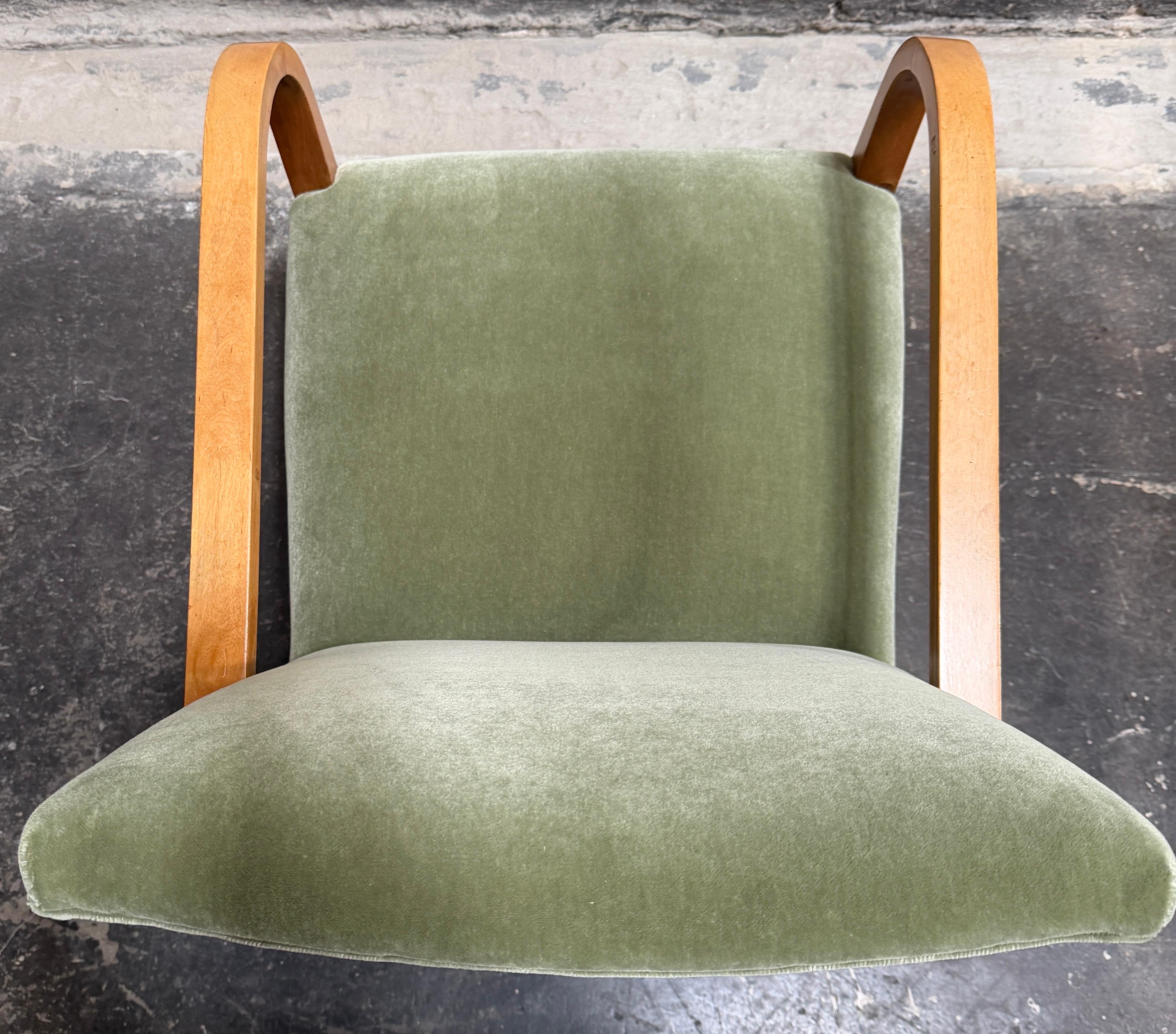 Mohair Pair of Vintage Swedish Art Deco Arm Chairs c. 1930s - Fully Restored For Sale