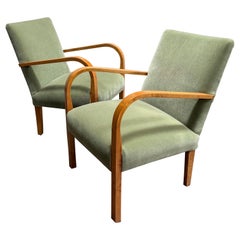 Pair of Vintage Swedish Art Deco Arm Chairs c. 1930s - Fully Restored