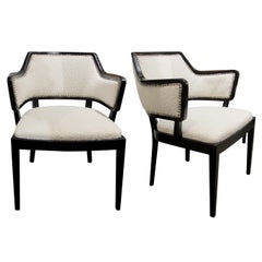 Paire de fauteuils vintage en bouleau suédois nouvellement rembourrés, années 1940/50
