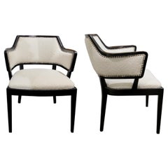 Paire de fauteuils vintage en bouleau suédois nouvellement rembourrés, années 1940/50