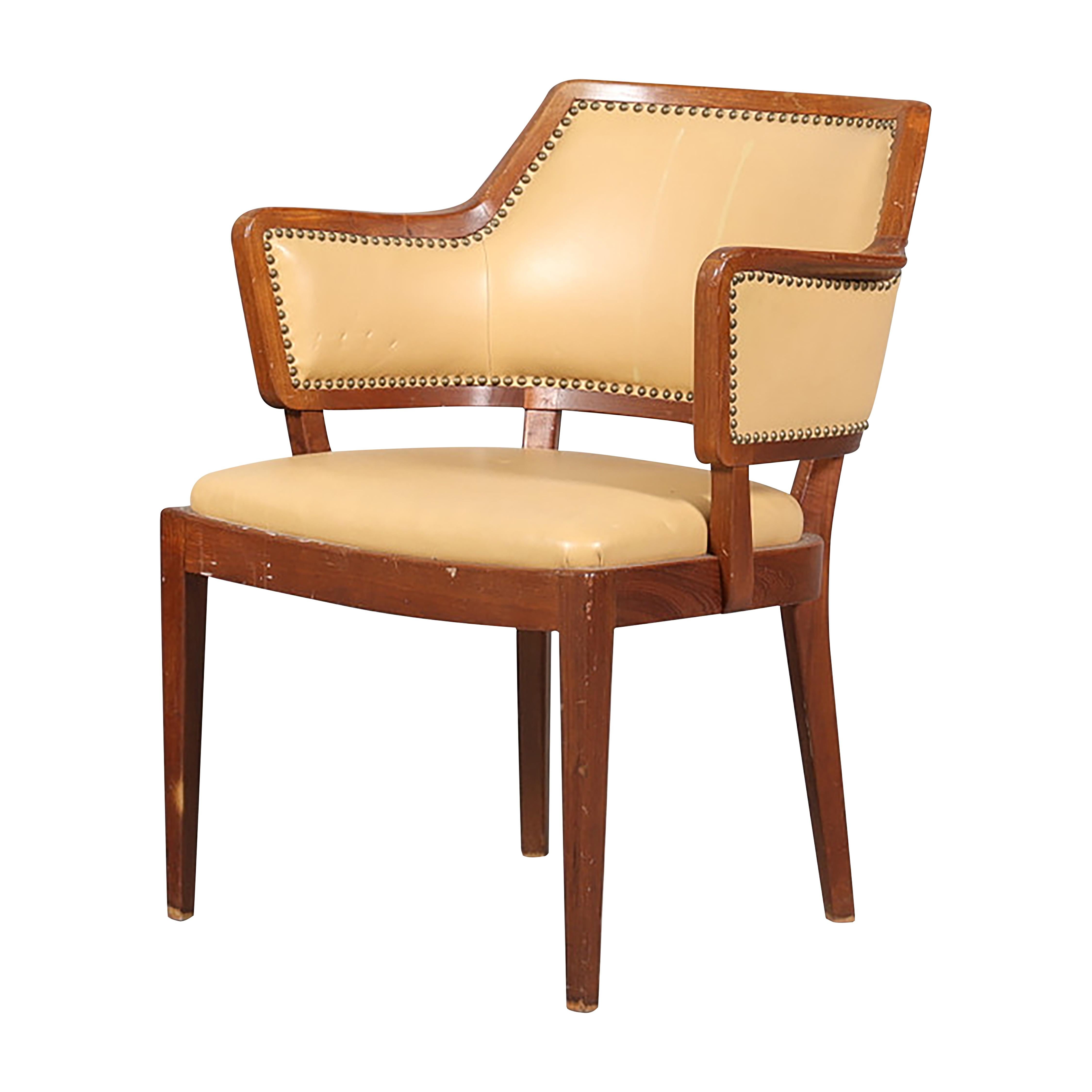 Mid-Century moderno Coppia di poltrone svedesi d'epoca in betulla con rivestimento in pelle, anni '40/'50 in vendita