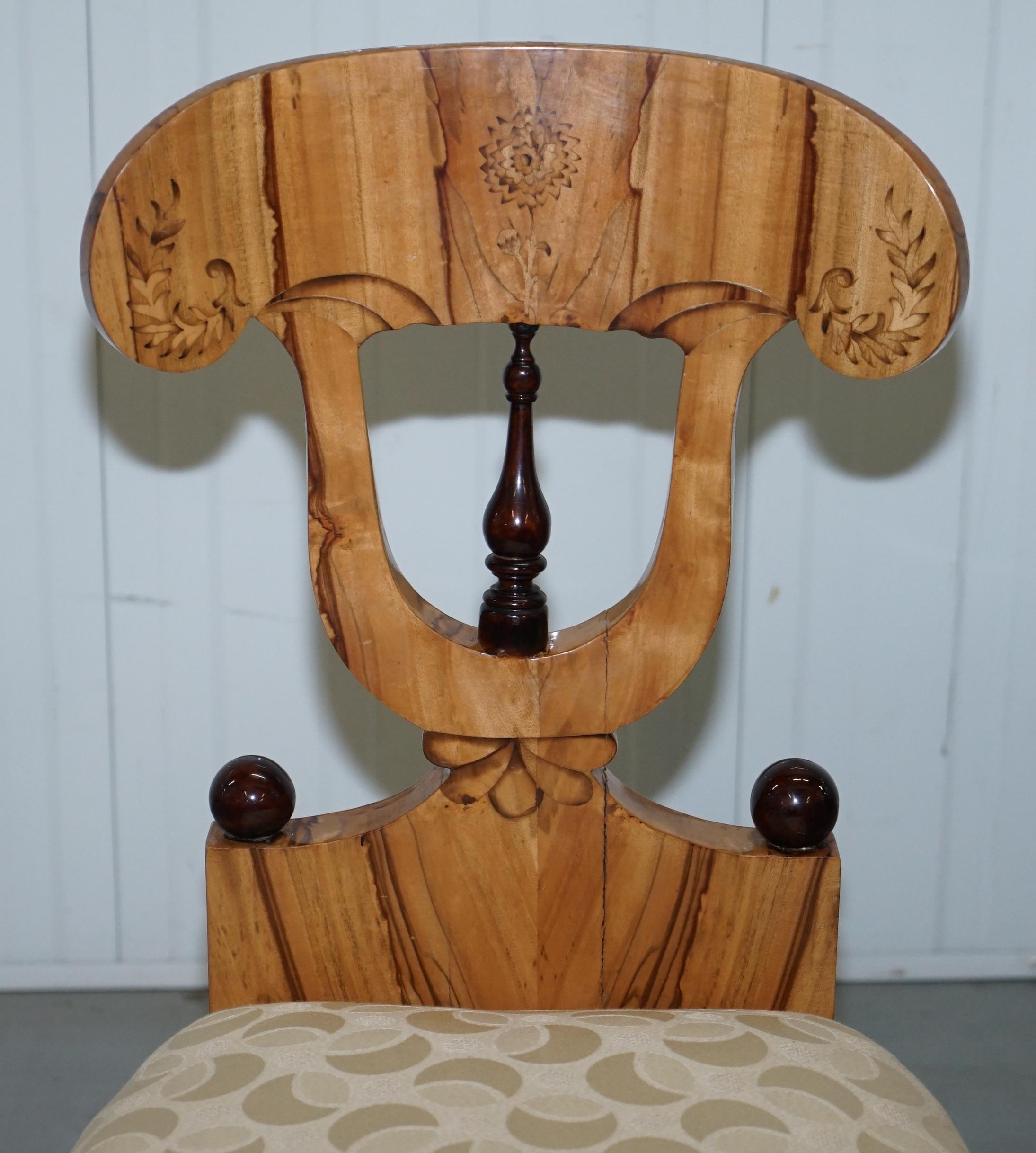 Pair of Vintage Swedish Birch Biedermeier Chairs with Lovely Timber Patina Grain 14