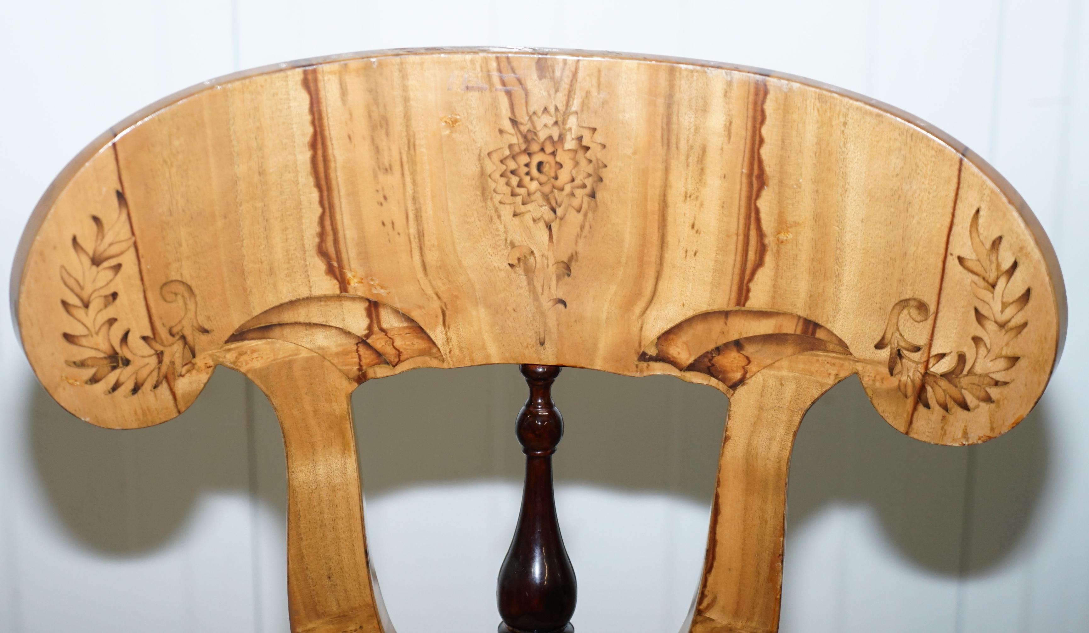 Early 20th Century Pair of Vintage Swedish Birch Biedermeier Chairs with Lovely Timber Patina Grain