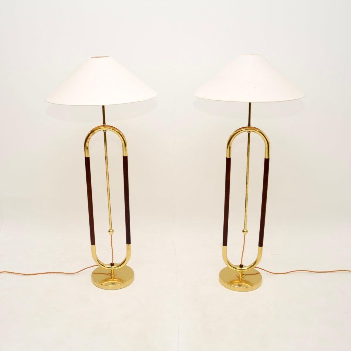 Pair of Vintage Swedish Brass and Birch Floor Lamps by Bergboms In Good Condition In London, GB