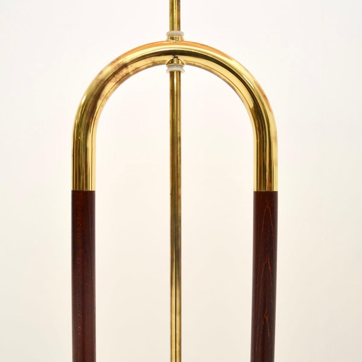 Pair of Vintage Swedish Brass and Birch Floor Lamps by Bergboms 3