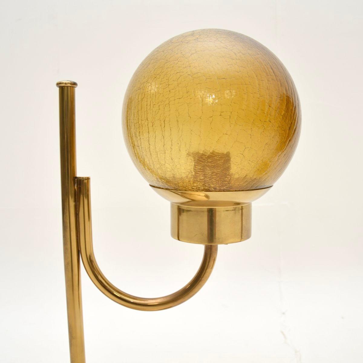 Late 20th Century Pair of Vintage Swedish Brass and Glass Table Lamps by Bergboms