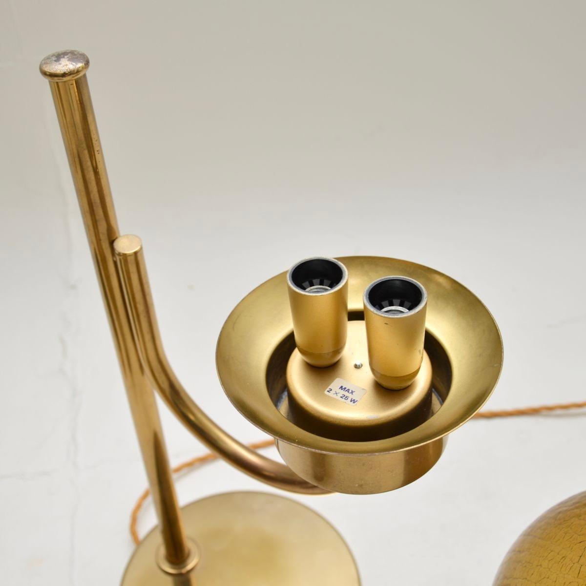 Pair of Vintage Swedish Brass and Glass Table Lamps by Bergboms 2