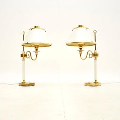 Pair of Vintage Swedish Brass and Tole Table Lamps by Borens