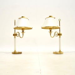 Pair of Vintage Swedish Brass and Tole Table Lamps by Borens