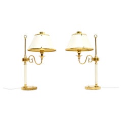 Pair of Vintage Swedish Brass and Tole Table Lamps by Borens